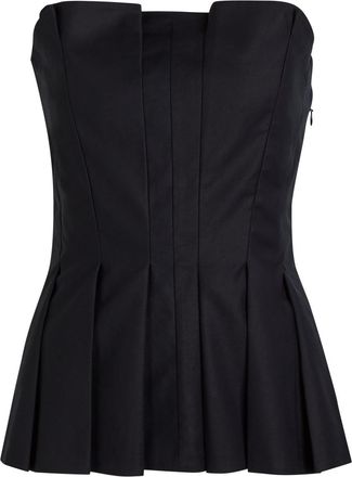 Reformation Ashlyn Pleated Stretch-cotton top - Black - 10 (UK14 / L)