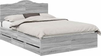 vidaXL Estructura De Cama Gris Sonoma 140 X 200 Cm Madera Ingenieril Vidaxl
