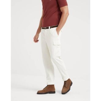 Brunello Cucinelli MenS Off White Cotton Cargo Trousers, Size 30