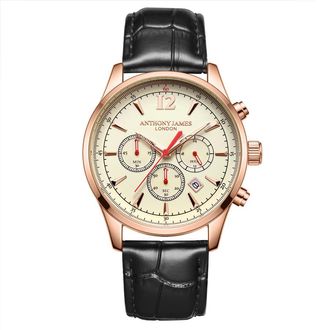 Anthony James Classic Chronograph White Dial Mens Watch AJ082