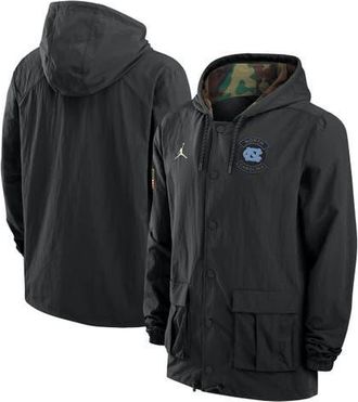 Jordan Brand Mens Jordan Brand Black North Carolina Tar Heels 2025 NCAA Military Appreciation Full-Snap Jacket at Nordstrom, Size Medium