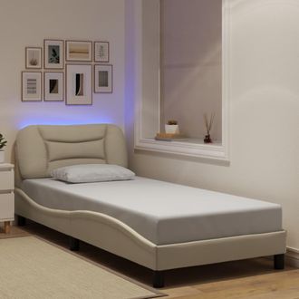 vidaXL Vidaxl - Estructura De Con Led Sin Colch&oacute;n Tela Crema 90x200 Cm