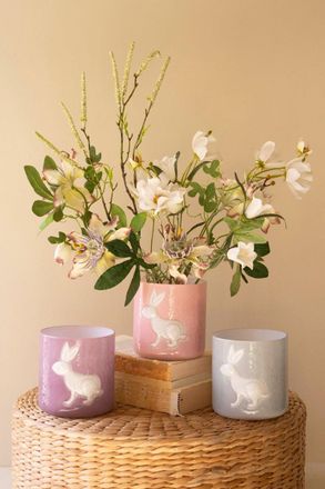 Kalalou Set Of Three Colored Glass Bunny Vases