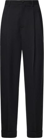 Dolce & Gabbana Wool gabardine trousers - Heren - Nette broeken - Zwart - XL - Wol - Broeken