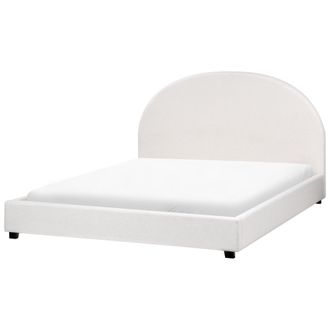 Beliani Beliani - Cama Con Somier Minimalista De Tela 160 X 200 Cm Blanco Crema Vaucluse