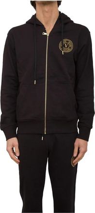 Versace Jeans Couture Stijlvolle Sweatshirt voor Mannen - Heren - Vesten met rits - Zwart - M - Katoen - Hoodies & sweatvesten