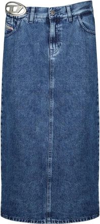 Diesel D Sky S1 Midi Rok - Dames - Spijkerrokken - Blauw - W25 - Katoen - Rokken