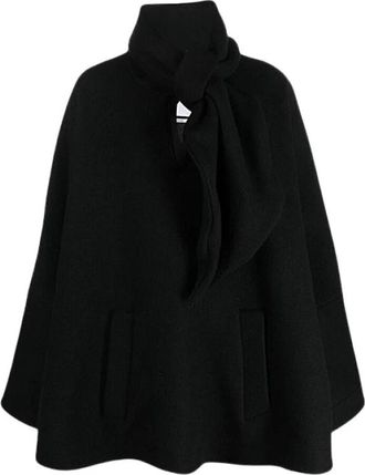 The Attico Anorak Cape - Dames - Ponchos - Zwart - XS - Wol - Jassen
