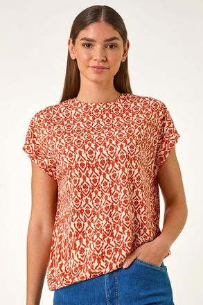 Roman Geo Print Bubble Hem Top