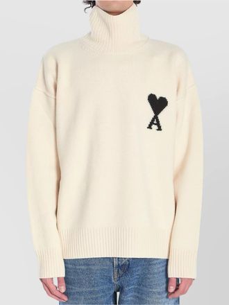 Ami virgin wool ribbed turtleneck oversized sweater
