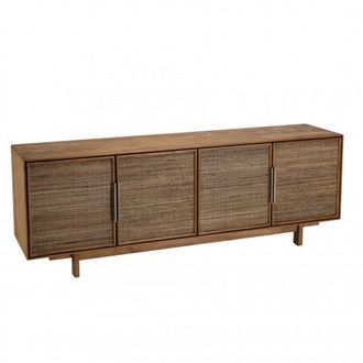 Macabane Aparador de 4 puertas de madera de teca reciclada natural de 180x40x63