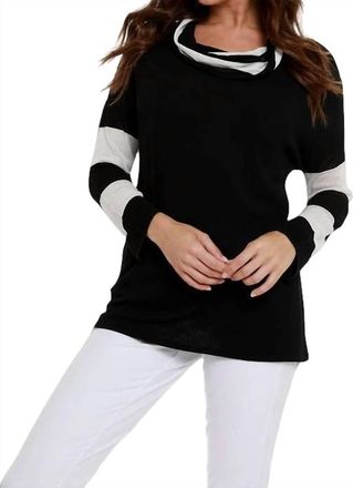 Angel Striped Cowl Neck Sweater In Black Multi