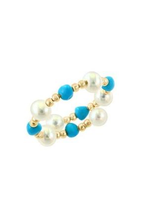 Effy Turquoise & Freshwater Pearl Adjustable Ring in Gold Multi at Nordstrom Rack, Size 7