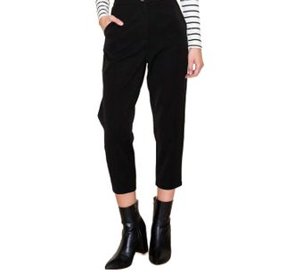 Staccato Waist Band Button And Zipper Closer Pants In Black