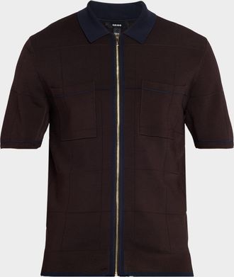 Reiss Mens Baxter Tipped Full-Zip Polo Shirt