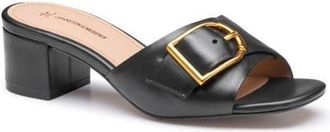 Johnston & Murphy Edith Buckle Slide Sandal in Black Glove Leather at Nordstrom, Size 6.5