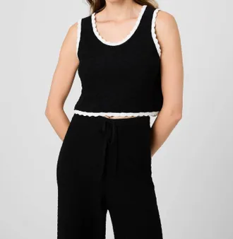 French Connection Teddy Diamond Knit Camisoles In Black Summer White