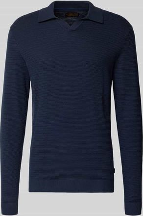 Jack & Jones Regular Fit Poloshirt in Strick-Optik Modell Riley in Marine, Gr&ouml;&szlig;e XXL