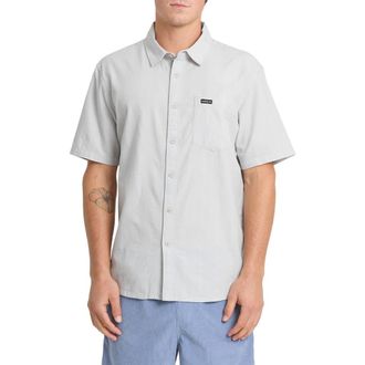 Quiksilver Dobby Stripe Classic Short Sleeve Cotton Button-Up Shirt in Micro Chip at Nordstrom, Size Xx-Large