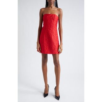 Alice & Olivia Velia Floral Brocade Strapless Minidress in Perfect Ruby at Nordstrom Rack, Size 14