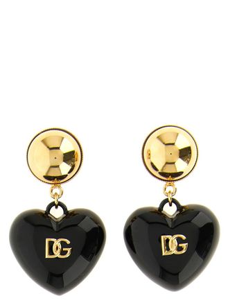 Dolce & Gabbana Black DG Heart Drop Earrings