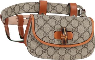 Gucci Bamboo 1947 Belt Bag Gg Coated Canvas Beige Pvc Bag (Pre-Owned)
