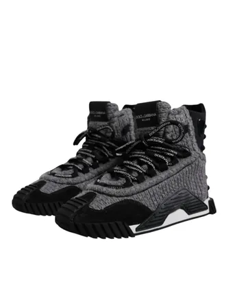 Dolce & Gabbana Womens Gray Black Ns1 High Top Boots Sneakers Shoes And Nylon