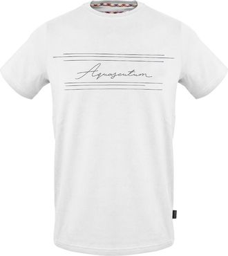 Aquascutum Heren Script Crew Hals T-shirt (Wit)