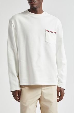 Thom Browne Oversize Cotton Sweatshirt in Natural White at Nordstrom, Size 0