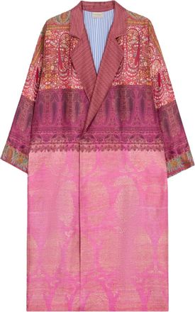 Pierre-Louis Mascia Cappotto doppiopetto Enekam con stampa paisley e cappuccio - Rosa