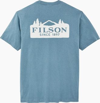Filson Mens Filson Outfitter Scenic Graphic T-Shirt - White/Blue - Size: 36