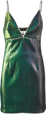Area crystal lam&eacute; mini dress - Green