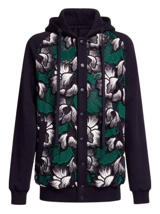 Elie Saab long-sleeve macram&eacute; hoodie - Nero