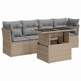 vidaXL Vidaxl - Set Divano Da Giardino 5 Pz Con Cuscini Beige In Polyrattan