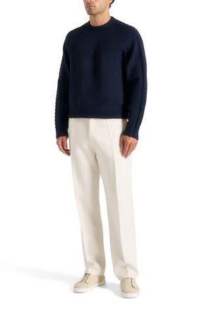 Mani&egrave;re De Voir Raymond Plait Detail Raglan Knit Jumper in Navy at Nordstrom, Size X-Small