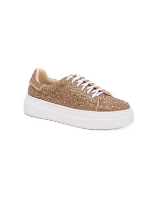Corkys Footwear Womens Bedazzle Rhinestone Sneaker In Gold