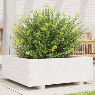 vidaXL Jardinera De Madera Maciza De Pino Blanco 70x70x26,5 Cm Vidaxl