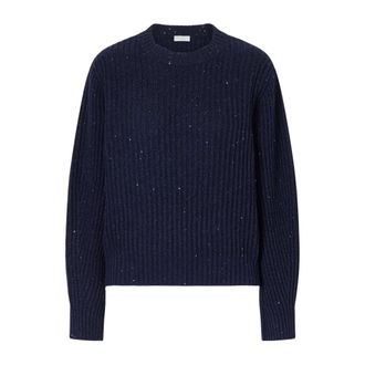 Brunello Cucinelli Trui met ronde hals - Dames - Truien - Blauw - Maat: S Katoen