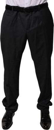Dolce & Gabbana Black Wool Tapered Formal Dress Mens Pants (Pre-Owned)