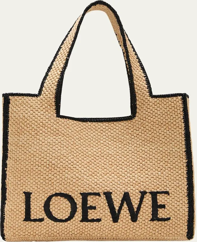 x Paulas Ibiza Font Large Tote Bag in Raffia