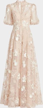 Mac Duggal Floral Appliqu&eacute; A-Line Gown