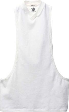 Versace White V-Neck Ribbed Tank Top