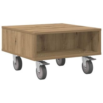 vidaXL Mesa Lateral Con Ruedas Roble Artesanal 50,5 X 50 X 30 Cm Vidaxl