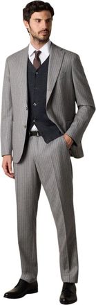 Brooks Brothers Abito in Lana Vergine a Righe - - Suits - Uomo - Grigio - M
