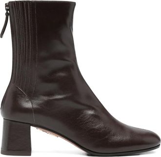 Aquazzura leather block-heel boots - women - Calf Leather/Rubber/Calf Leather - 36 - Brown