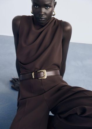 Mango Cintura fibbia metallo cioccolato - Donna - XL - MANGO