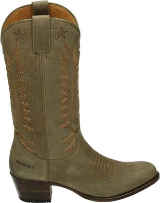 Sendra Schoenen, Dames, Groen, 36 EU, Western Dameslaars Groen Nubuck Laars