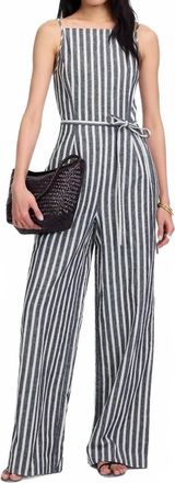 Madewell Denim Pinstripe Jumpsuit - Petite In Navy White Stripe