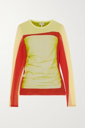 Loewe Maglia In Mesh Stretch Con Stampa - Giallo