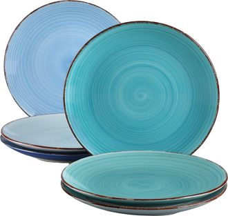 OEM Platos Llanos, Juego De 6, Dise&ntilde;o Redondo, Azul